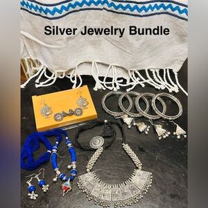 Silver Jewelry Bundle with Blue Accents